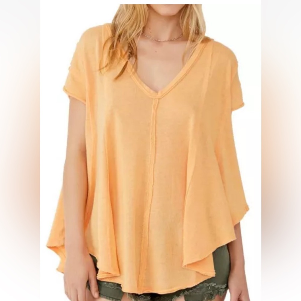 Free People Orange Short Sleeve Tee